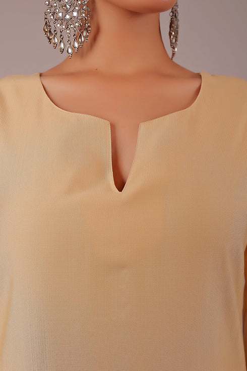 Veshbhoshaa Bluesaanchi Women'S Beige Kurti Pajama Set